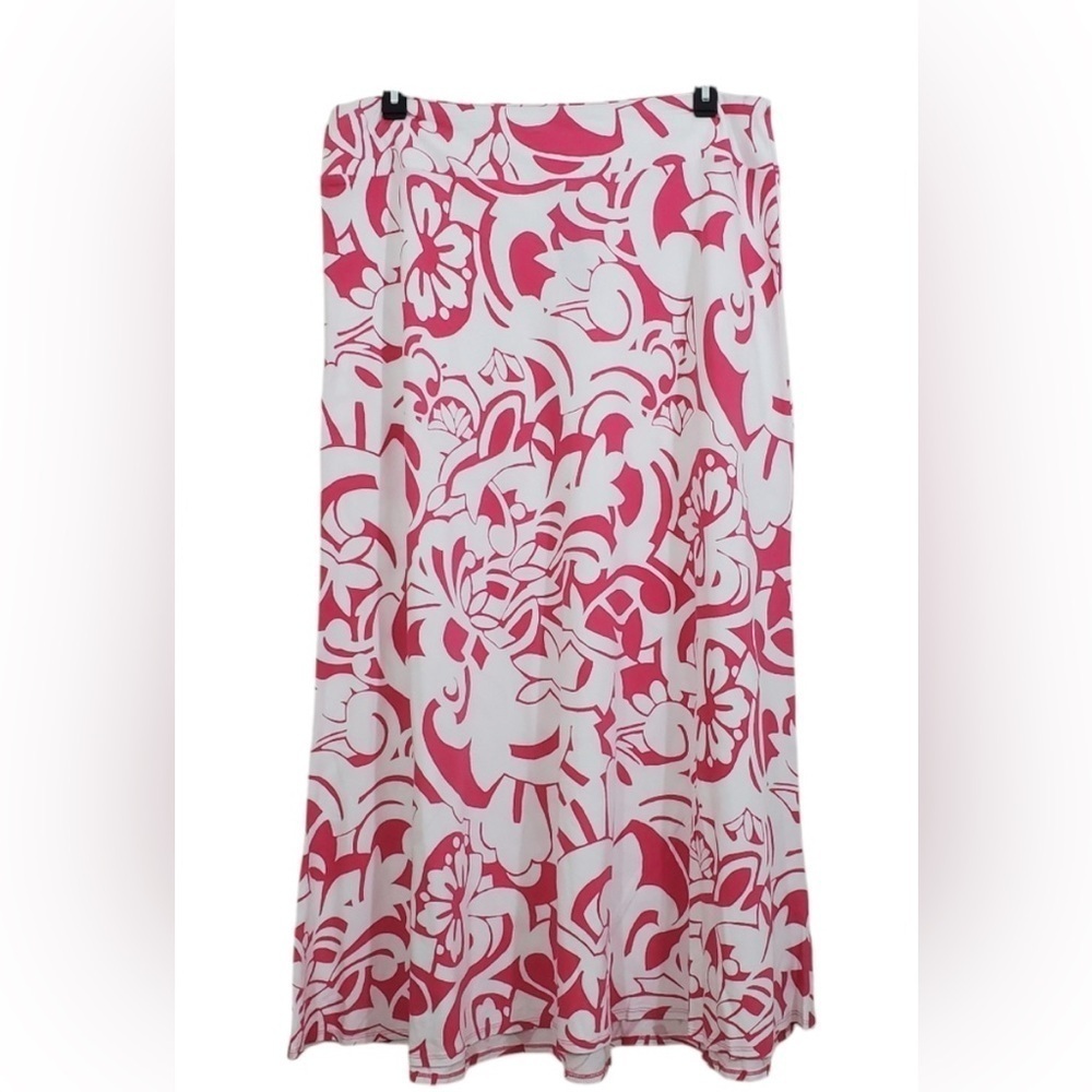 Talbots Maxi Long Skirt Pink White Floral Tropical Print NWT Size XL Casual Boho